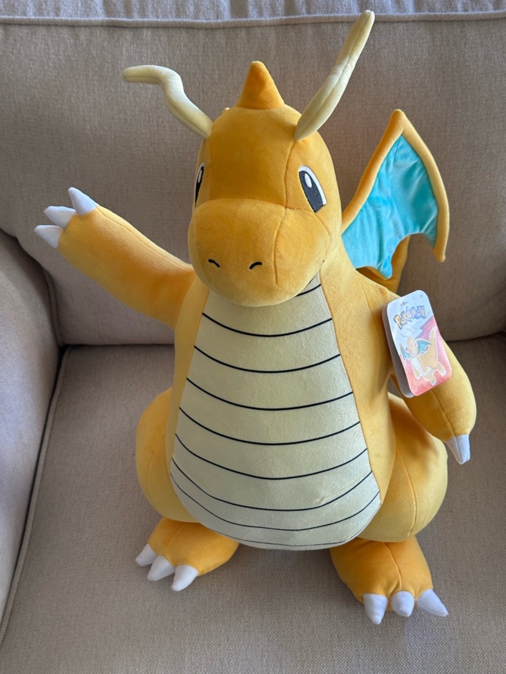 Pokemon Dragonite Plush - Yellow with Teal Wings
